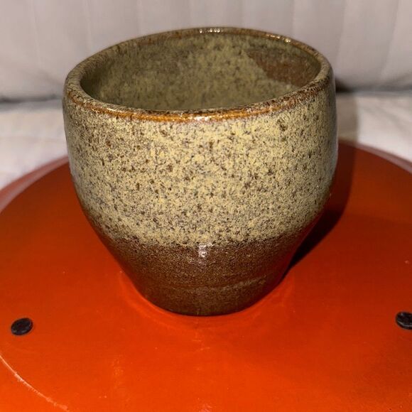 Artist Signed Handmade Clay Pot Pottery Tan Brown - Picture 3 of 6